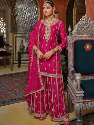 Women Ethnic Motifs Embroidered Regular Kurta with Sharara & With Dupatta 1