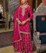 Women Ethnic Motifs Embroidered Regular Kurta with Sharara & With Dupatta