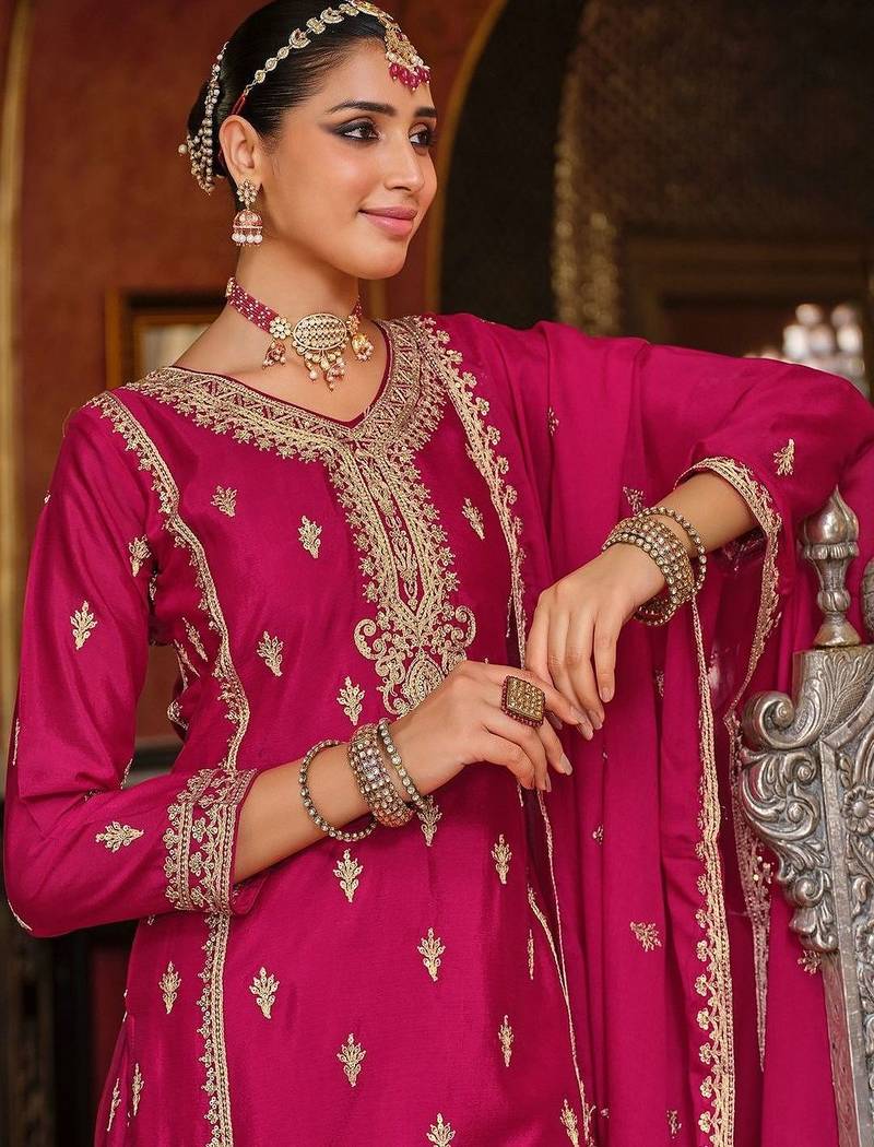 Women Ethnic Motifs Embroidered Regular Kurta with Sharara & With Dupatta