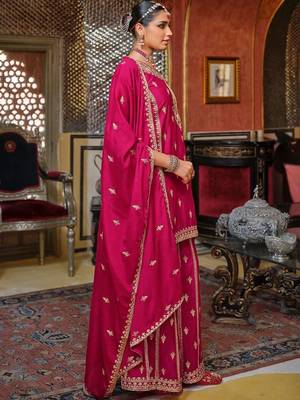 Women Ethnic Motifs Embroidered Regular Kurta with Sharara & With Dupatta 3