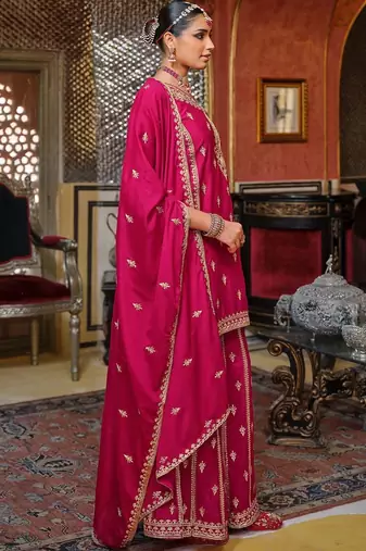 Women Ethnic Motifs Embroidered Regular Kurta with Sharara & With Dupatta