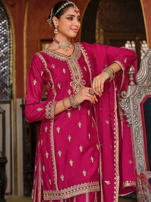 Women Ethnic Motifs Embroidered Regular Kurta with Sharara & With Dupatta 4