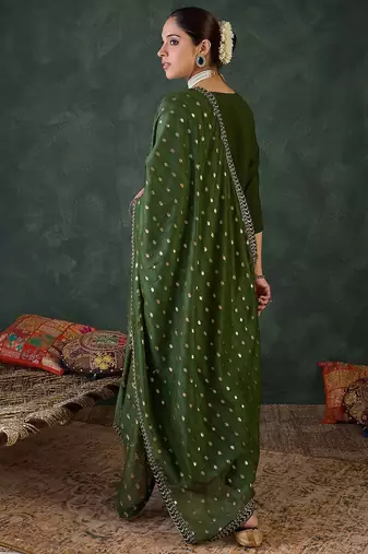 Women Ethnic Motifs Embroidered Kurta with Trousers & Dupatta
