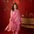 Pink roman glass kurta pant set with heavy sequin jacquard dupatta