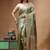 sage green silk blend saree with designer silver zari buta motifs & crystal 