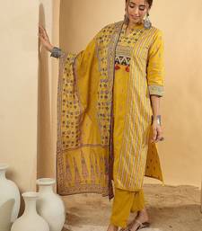 Women Ethnic Motifs Printed Regular Pure Cotton Kurta with Trousers & With Dupatta