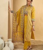 Women Ethnic Motifs Printed Regular Pure Cotton Kurta with Trousers & With Dupatta
