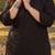 Plus Size Black Embroidered A-Line Kurta Palazzos Set
