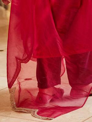 Women Ethnic Motifs Embroidered Regular Sequinned Velvet Kurta with Trousers & With Dupatta 7