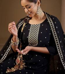 Women Ethnic Motifs Embroidered Regular Sequinned Kurta with Trousers & With Dupatta
