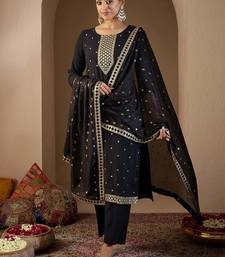 Women Ethnic Motifs Embroidered Regular Sequinned Kurta with Trousers & With Dupatta