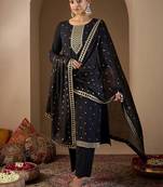 Women Ethnic Motifs Embroidered Regular Sequinned Kurta with Trousers & With Dupatta