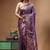 lavender silk blend saree with designer silver zari crystal work & paisley woven border