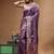 lavender silk blend saree with designer silver zari crystal work & paisley woven border