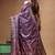 lavender silk blend saree with designer silver zari crystal work & paisley woven border