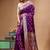 Royal purple katan silk saree with gold zari buta, banarasi border & woven pallu