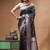 black mashru silk blend saree with silver zari weaving & woven border