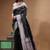 black mashru silk blend saree with silver zari weaving & woven border
