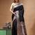 Black katan silk saree with silver zari banarasi border & woven pallu