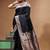 Black katan silk saree with silver zari banarasi border & woven pallu