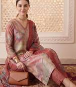 Women Dyed Regular Thread Work Kurta with Trousers & With Dupatta