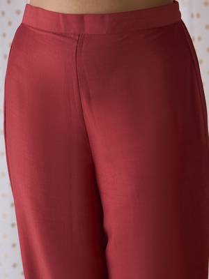 Ethnic Motifs Embroidered Notched Neck Straight Kurta with Trousers & Dupatta 3