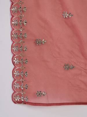 Ethnic Motifs Embroidered Notched Neck Straight Kurta with Trousers & Dupatta 4