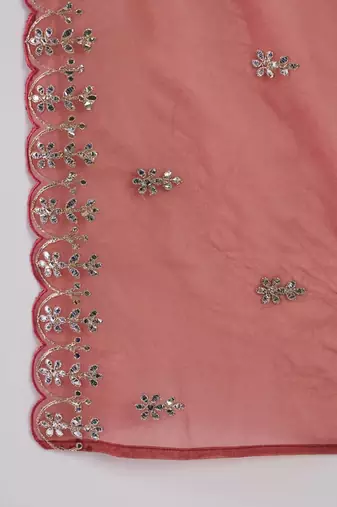 Ethnic Motifs Embroidered Notched Neck Straight Kurta with Trousers & Dupatta