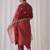 Ethnic Motifs Embroidered Notched Neck Straight Kurta with Trousers & Dupatta