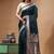 Deep teal katan silk saree with silver zari banarasi border & woven pallu
