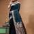 Deep teal katan silk saree with silver zari banarasi border & woven pallu