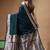 Deep teal katan silk saree with silver zari banarasi border & woven pallu
