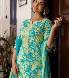 Women Floral Printed Regular Pure Cotton Kurta with Trousers & With Dupatta