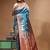 Royal sapphire blue katan silk saree with gold zari floral weaving & banarasi pallu
