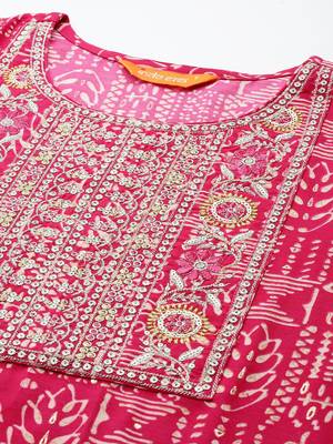 Ethnic Motifs Printed Sequinned Pure Cotton Kurta with Trousers & With Dupatta 2