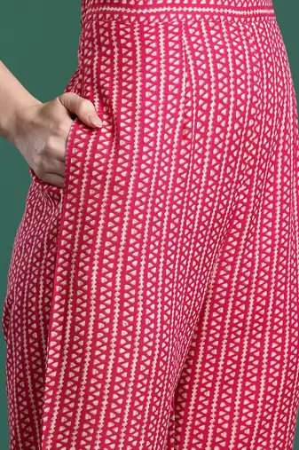 Ethnic Motifs Printed Sequinned Pure Cotton Kurta with Trousers & With Dupatta