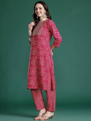 Ethnic Motifs Printed Sequinned Pure Cotton Kurta with Trousers & With Dupatta 6