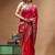 premium ruby red silk blend saree with designer silver zari crystal work & woven pallu