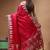 premium ruby red silk blend saree with designer silver zari crystal work & woven pallu
