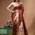 Royal maroon dual toned katan silk saree with antique gold zari weaving & grand banarasi border