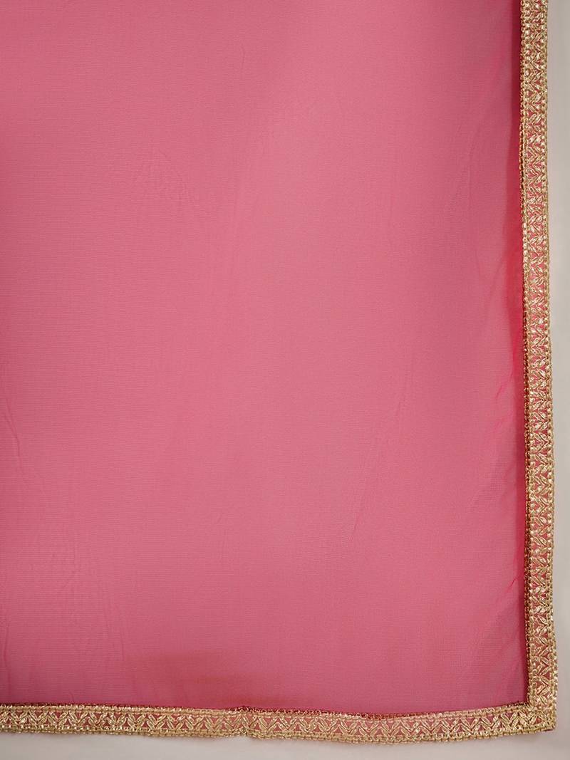 V Neck Ethnic Motifs Embroidered Sequinned Kurta with Trouser & Dupatta