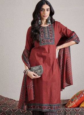 Ethnic Motifs Printed Pure Cotton Kurta with Trouser & With Dupatta 2