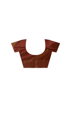 red crepe saree with desighner varanasi ghat theme zari border 4