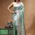 sea green mashru silk blend saree with silver zari weaving & woven border