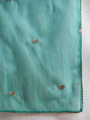 Ethnic Motifs Embroidered Thread Work Straight Kurta With Trousers & Dupatta 4