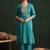 Ethnic Motifs Embroidered Thread Work Straight Kurta With Trousers & Dupatta