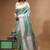 sea green mashru silk blend saree with silver zari weaving & woven border