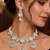 Cubic Zirconia Bridal Necklace Earrings Set, Silver Tone Wedding Jewelry