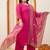 Plus Size Pink Embroidered Straight Kurta Trousers With Dupatta Set