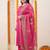 Plus Size Pink Embroidered Straight Kurta Trousers With Dupatta Set